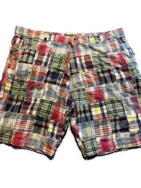 Siegfried Vintage Patchwork Plaid Cotton Shorts Size 42 Coastal Preppy Resort
